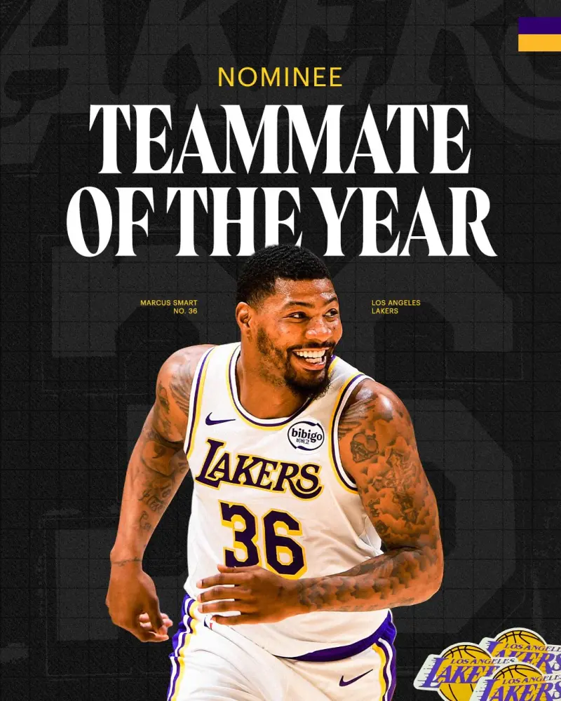 星空体育官方网站-湖人官方：恭喜斯马特入选最佳队友奖的候选名单！